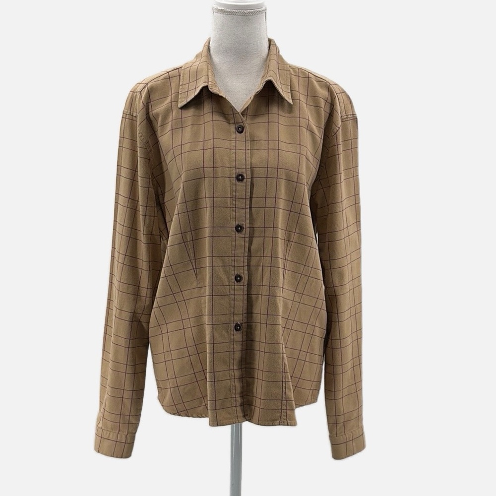 Patagonia Organic Cotton Long Sleeve Button Front Work Shirt in Tan - Size 14